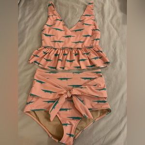 Kourtney Jean Women’s Pink Alligator Two-piece Swimsuit